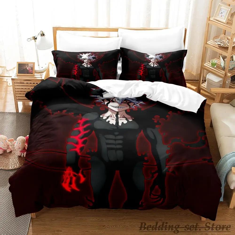 Black Clover Bettwäsche-Set, Einzelbett, Doppelbett, Queen-Size-Bett, King-Size-Bett, Erwachsenen- und Kinderschlafzimmer, Bettbezug-Sets, Anime-Parure de Lit-Bett US Twin 173x218cm