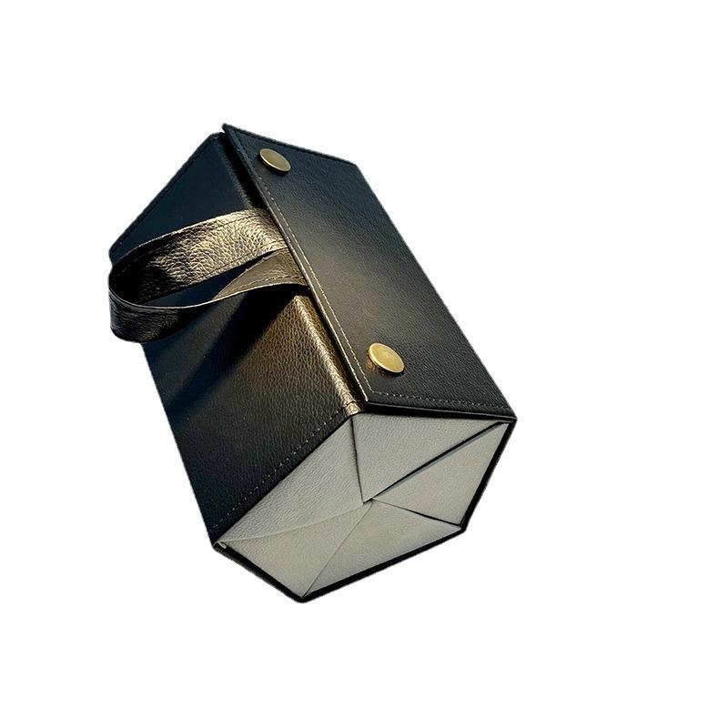 Brillen-Sonnenbrillen-Organizer, Sammler-Brillen-Aufbewahrungsbox, 5 Fächer, aufrollbar, PU-Leder, Sonnenbrillenhalter, faltbares Etui L schwarz