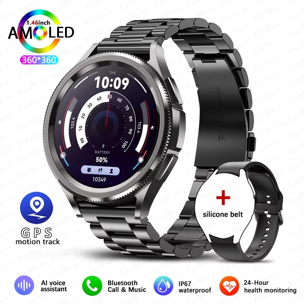 2025 Neue Uhr 6 Smartwatch AMOLED Always On Display Bluetooth-Anruf GPS NFC Smartwatch Herren Damengesundheit für Android IOS steel schwarz
