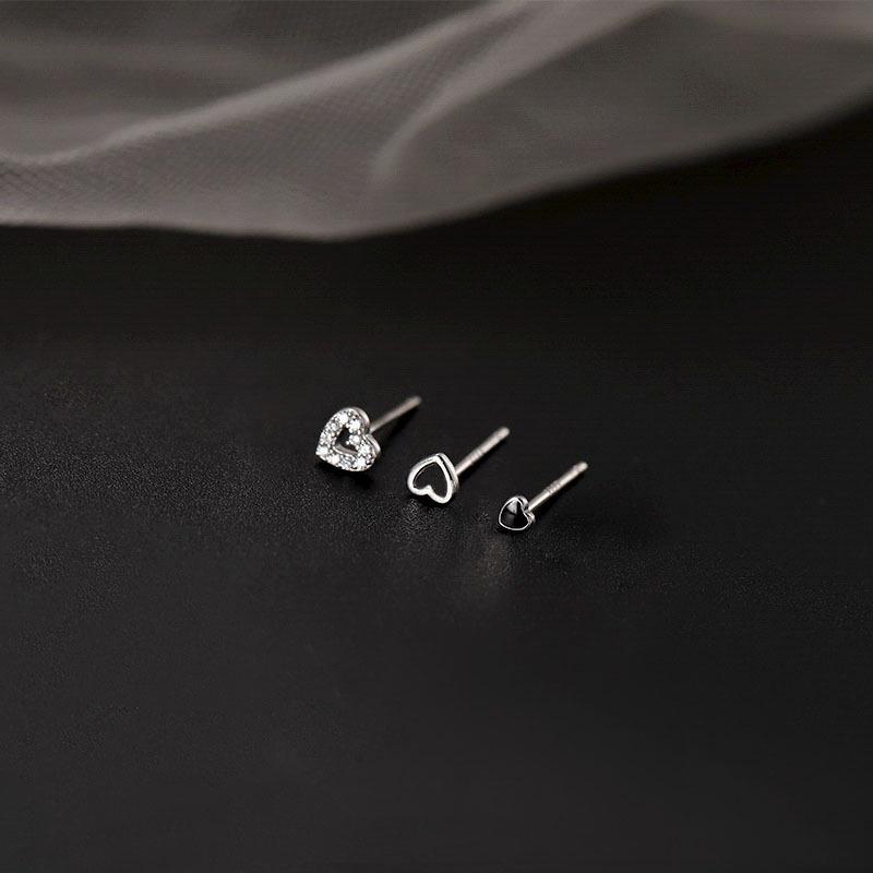 3 Teile/satz Liebe Herz Stud Ohrringe frauen Ohrringe Mini Zarte Ohrringe silber
