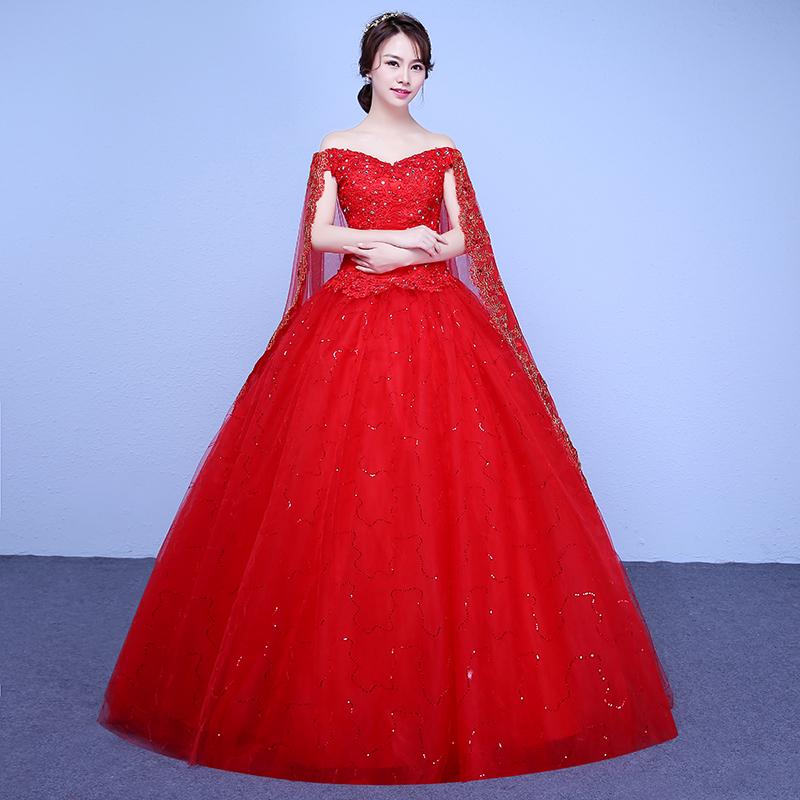 Große Größe Große Größe Brautkleider Resses Rote Brautkleider Schlank 3XL rot