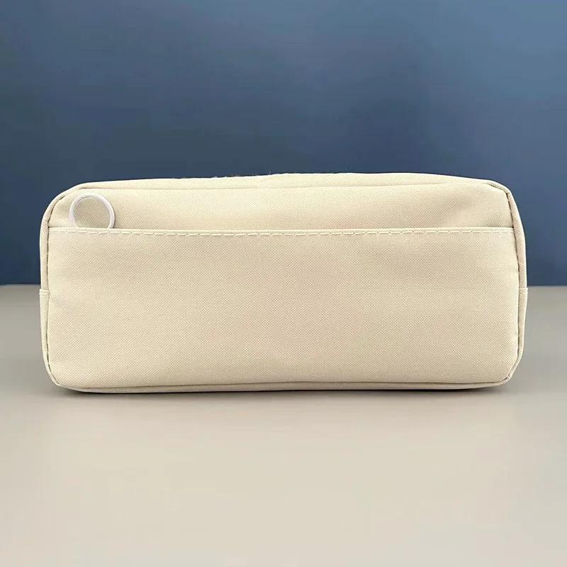 Doppellagige Aufbewahrungstasche, Kawaii-Federmäppchen, süße Federtasche, große Kapazität, tragbare Schreibwarentasche mit Reißverschluss, für Schule und Bürobedarf beige