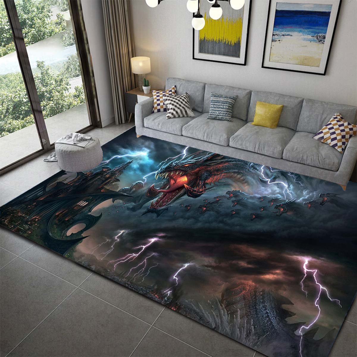3D-Teppiche mit Drachenmuster, für Wohnzimmer, rutschfest, für Kinder, Schlafzimmer, Matten, Yoga-Matte, großes Teppich-Dekor 60cm x 90cm