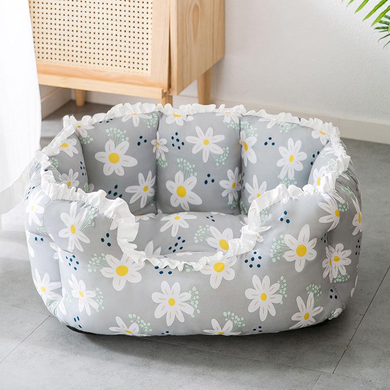 Fresh Flower Haustiernest Halbgeschlossenes Katzennest Kleine Hundehütte Katzenbett Hundehütte Zwinger Schlafzubehör M gray