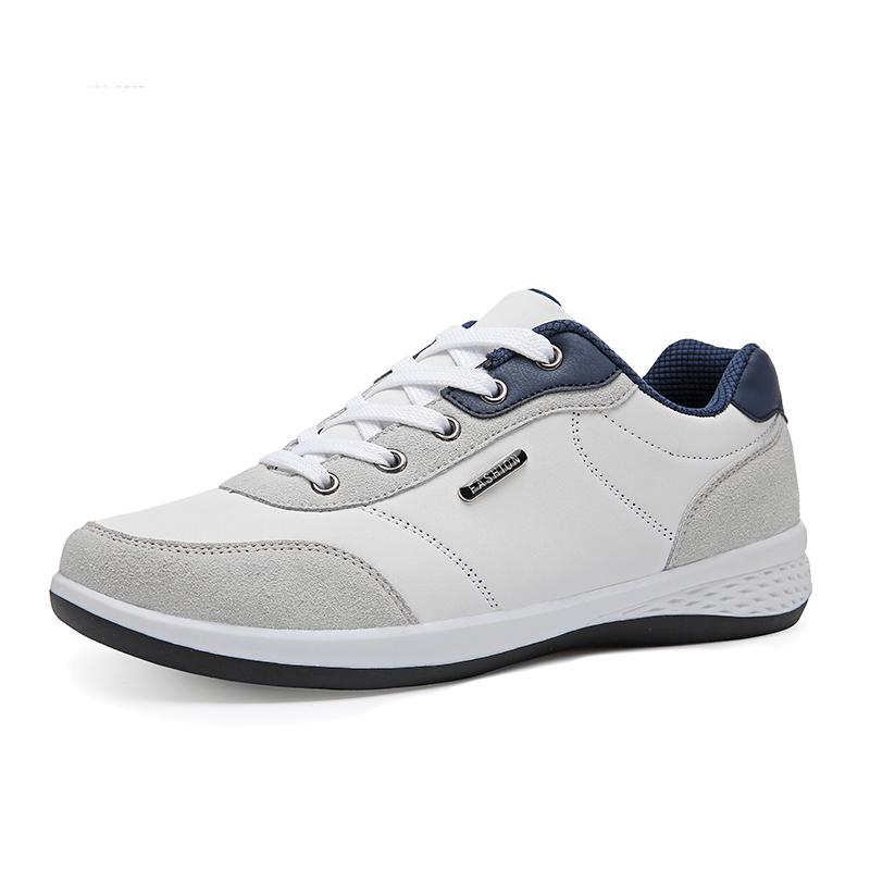 Herrenschuhe Sneaker PU-Leder Trend Freizeitschuhe Mode Atmungsaktiv Freizeit Herren-Sneaker Rutschfestes Schuhwerk Herren Vulkanisierte Schuhe 46 white