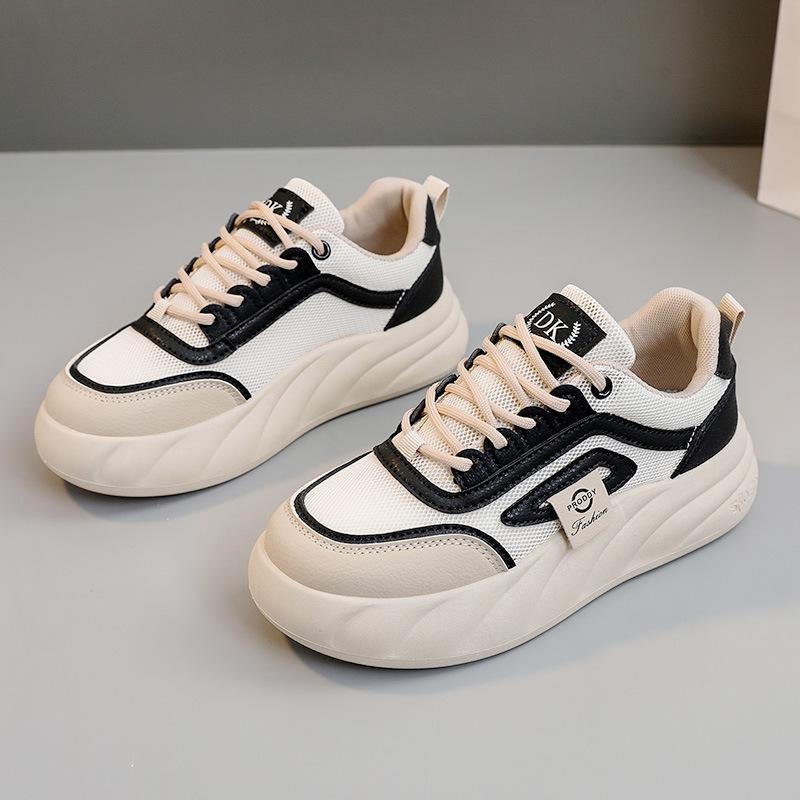 W402 Neue Mesh-Oberfläche Weiße Schuhe Damen Board-Schuhe Damenschuhe Lässig Plateau Höhenerhöhend Student Koreanische Mesh-Schuhe Damen 40