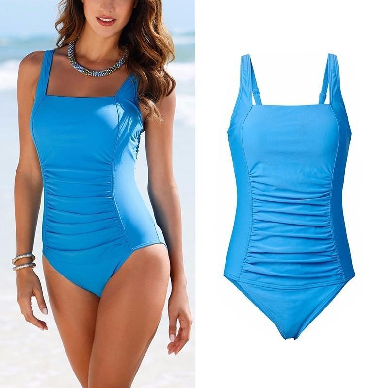 Frauen Sexy Einteiliger Badeanzug Brasilianischer Bikini Bademode Badeanzug XXL blau