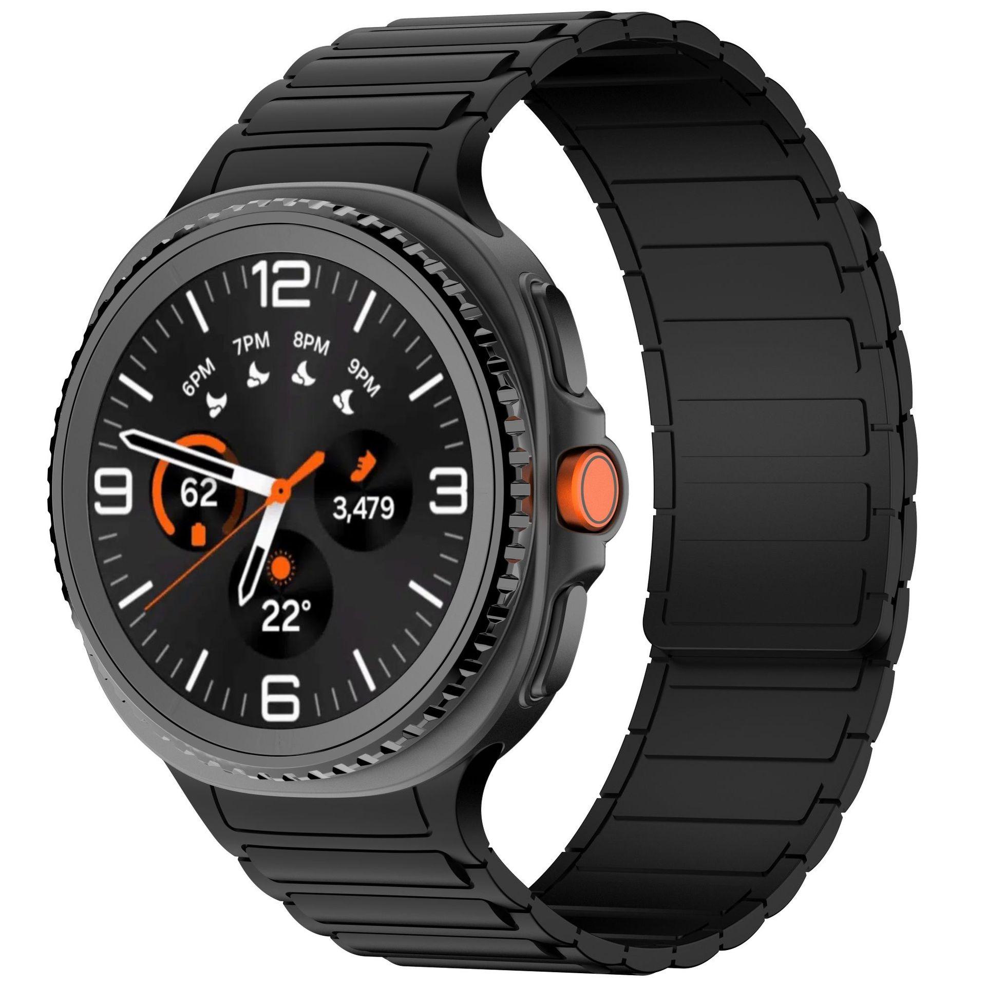 Silikonarmband für Samsung Galaxy Watch 8 40mm 44mm Magnetisches Armband Zubehör Armband für Galaxy Watch 8 Classic 46mm Armband Watch 8 Classic 46mm schwarz