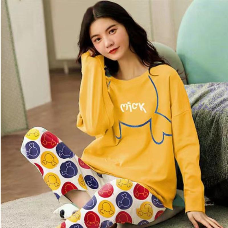 Neuer Winterpyjama, Damen, koreanische Version, langärmelig, Homewear-Anzug, locker, große Größe, zweiteiliger Anzug, kann draußen getragen werden M bernstein