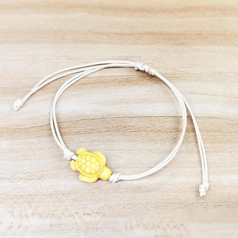 Geflochtenes Seil Schildkrötenanhänger Armband Schlichte Sommer Strand Fußkettchen für Frauen Urlaubsstil Schmuck Geschenk