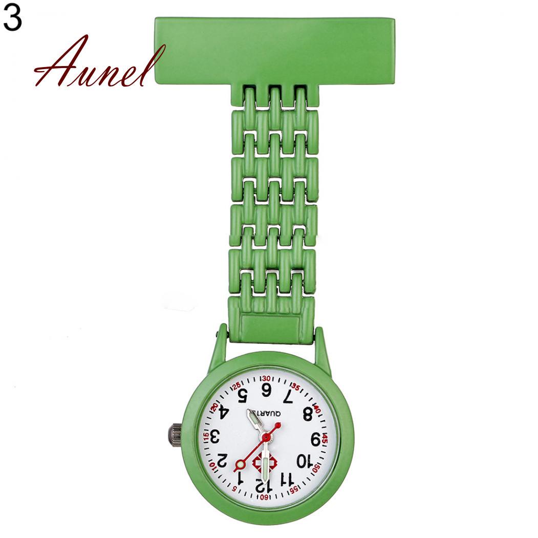 Taschenuhr mit Quarz-Analog-Brosche aus Metall zum Aufstecken, medizinische Krankenschwester-Taschenuhr grün