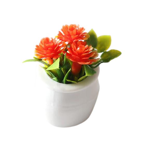 Mini Topfpflanze Hochsimulationszubehör Lebendige Farbe Topfpflanze Puppenhaus dunkel orange