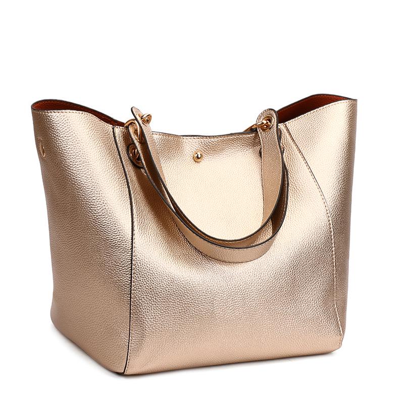 Damen Große Tragetasche PU-Leder Wasserdichte Handtaschen Umhängetasche Damen Top-Handle-Tasche für Arbeit Einkaufen gold