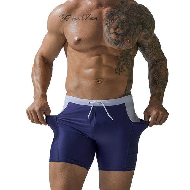Herren wasserdichter, schnell trocknender Shorts-Badeanzug mit Taschen, Surfhose, Badeanzug, Strand, Pool L navy blau