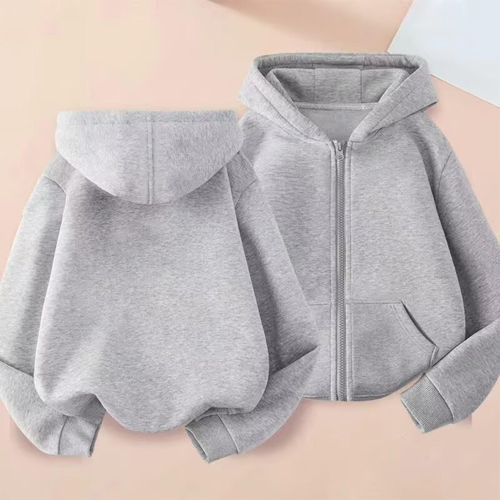 Kindermode Einfarbig Langarm Freizeitjacke Reißverschluss Kapuzenpullover Sweatshirt Jacke 150
