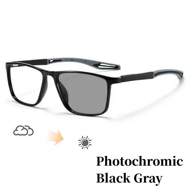Ultraleichte photochrome Brille für Damen und Herren, Vintage-TR90-Sport-Sonnenbrille mit Farbwechsel, fertige Myopie-Brille von 0 bis -4,0 0
