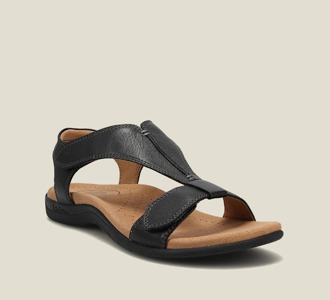Sandalen Sommerschuhe für Damen PU-Leder Sandalen Komfort Leicht Rutschfest Damen Strand-Fußbekleidung Übergröße Orthopädische Sandalias 39 schwarz