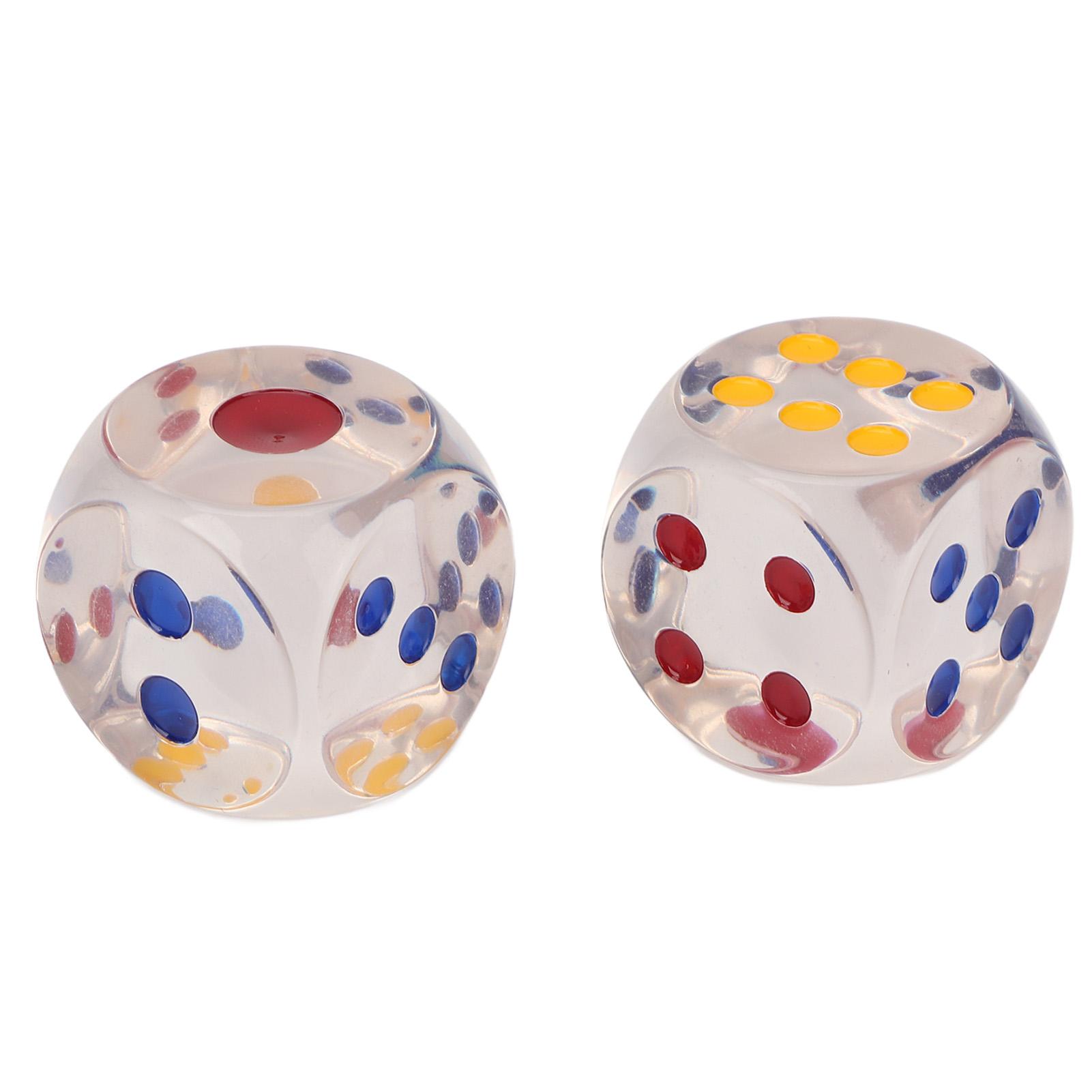 2 Stück Würfel Kunststoff Transparent Wasserdicht Antioxidativ Zahlenpunkte 6-seitige Würfel für Brettspiele