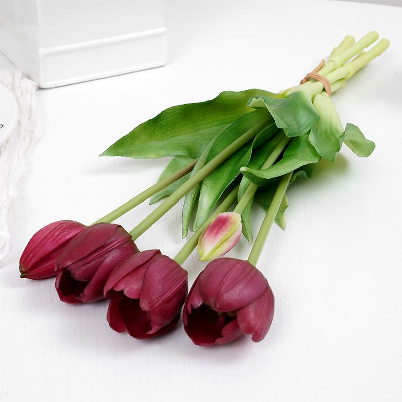 5 Stück Tulpen Kunstblumen Luxus Silikon Echte Haptik Tulpenstrauß Zuhause Zimmer Wohnzimmer Hochzeit Deko flores artificiales