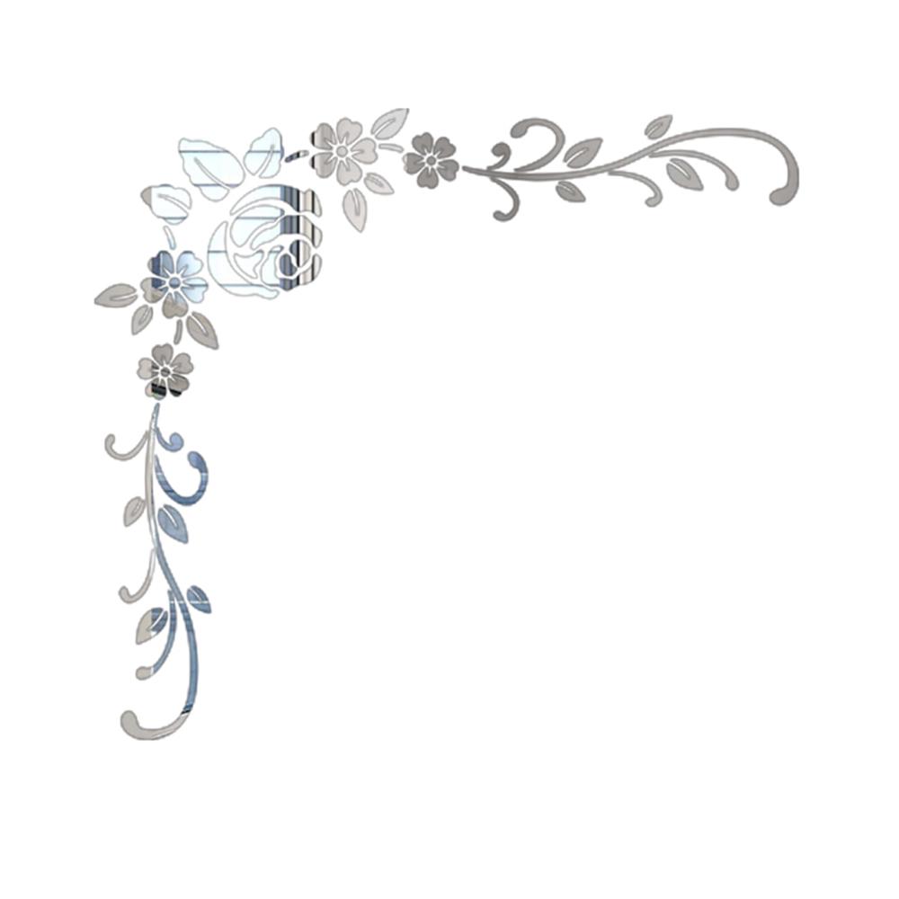 3D Spiegel Blume abnehmbare Wandaufkleber Kunst Acryl Wandtattoo Wand Home Decor silber