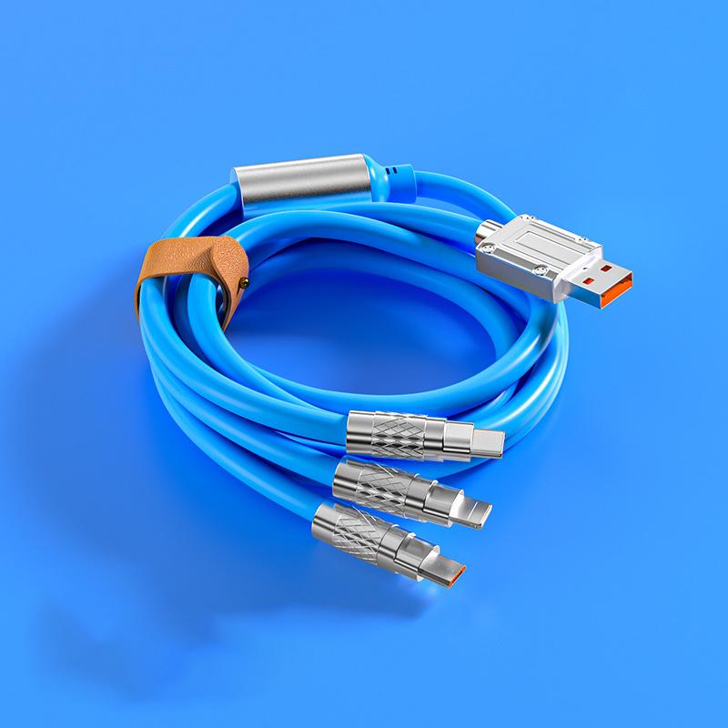 100/120 W 3-in-1-Ladekabel, 120 cm, Micro-USB/Typ-C, mehrere USB-Handy-Ladekabel für Xiaomi, Huawei, Samsung blau