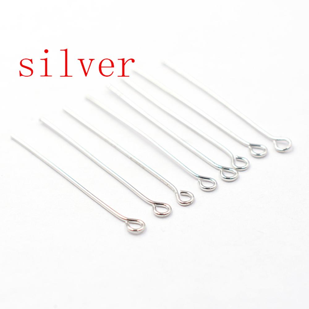 Metall Ösenkopf Stecknadeln Perlen Zubehör für Schmuckherstellung Armband Zubehör Ohrring Rohlinge DIY 18mm 200PCS silber
