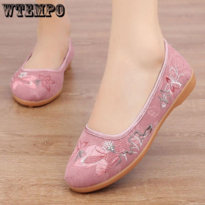 Damenschuhe Alte Peking-Stoffschuhe Ethnische Damenschuhe mit weicher Unterseite Arbeitsschuhe Atmungsaktive bestickte Schuhe 39 rosa