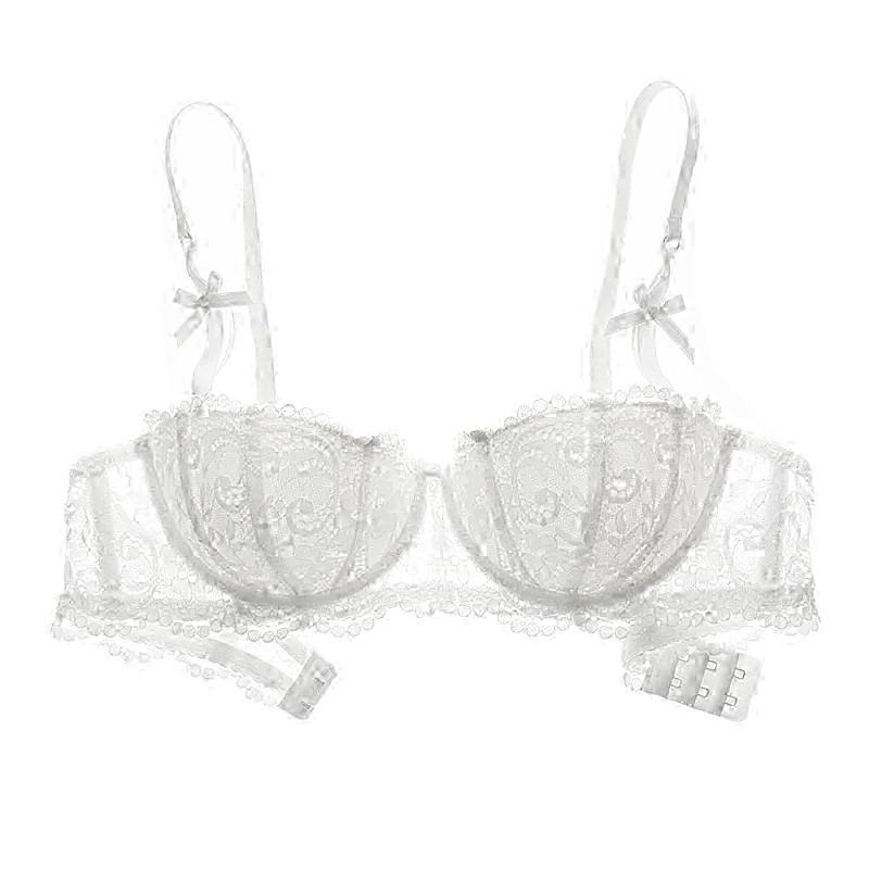Varsbaby Sexy Spitzen-BH Halbschale Push-Up Unterwäsche Dünne Baumwolle Frauen BHs 34D white