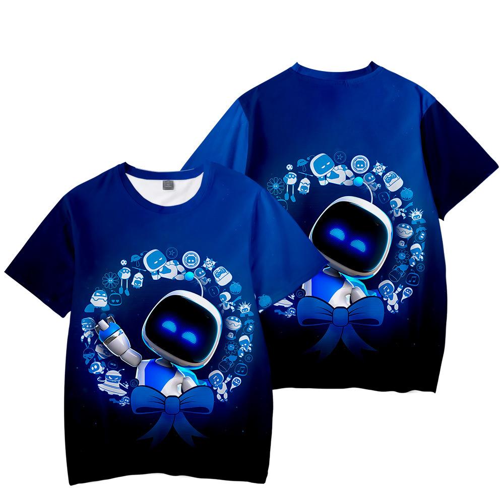14 Farben Astro Bot Anime Damen Herren T-Shirts Cartoon Gedruckt O-Ausschnitt Übergroß Kurzärmlig Mode Herrenbekleidung Streetwear S schwarz/blau