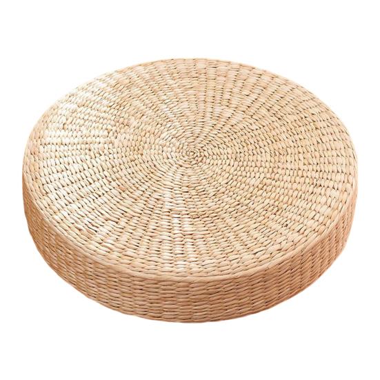 Tatami Kissen Naturstroh Handgewebt Meditation Japanischer Stil Haushalt Gepolstert Rundes Sitzkissen 40cm