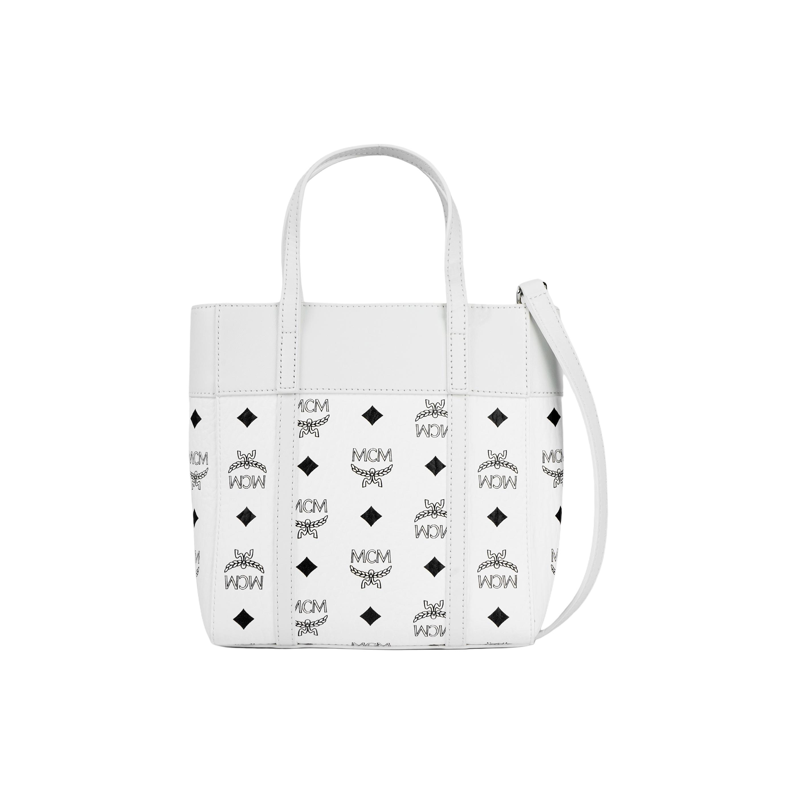 MCM Toni Monogramm-Print D-Ring-Detail Canvas und Kalbsleder Tragetasche Damen-Tragetasche Weiß MWPDSTA01WT001 Basic Set (Bag+Dust Bag)