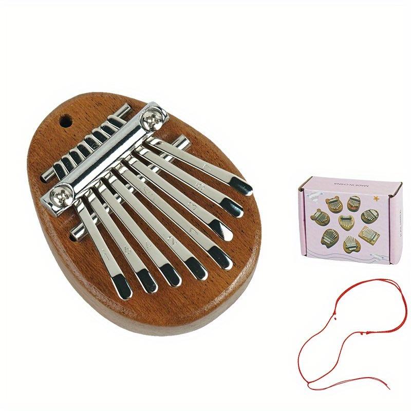 8-Tasten-Mini-Daumenklavier - Tragbares Fingerklavier aus Holz mit Umhängeband, Geschenk zum Valentinstag, Erwachsene, Anfänger, hochwertiges Musikinstrument für braun
