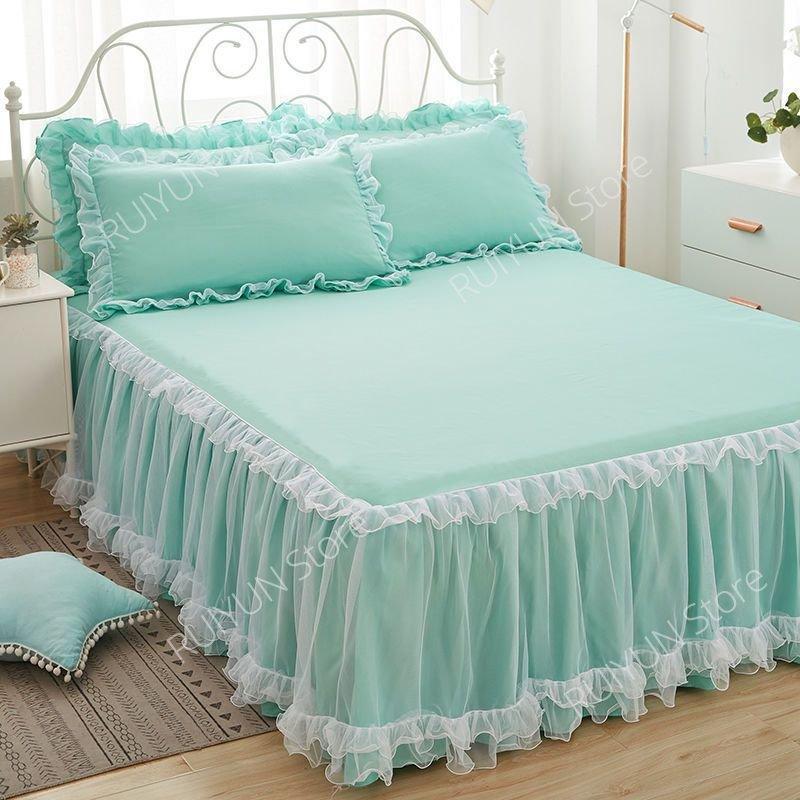 Prinzessin Spitze Bett Rock Rutschfester Matratzenbezug Rüschen Bett Rock Bettlaken Bettbezug Home Schlafzimmer Weiche Tagesdecke Bett Rock Dekor 1pc Skirt 120x200cm