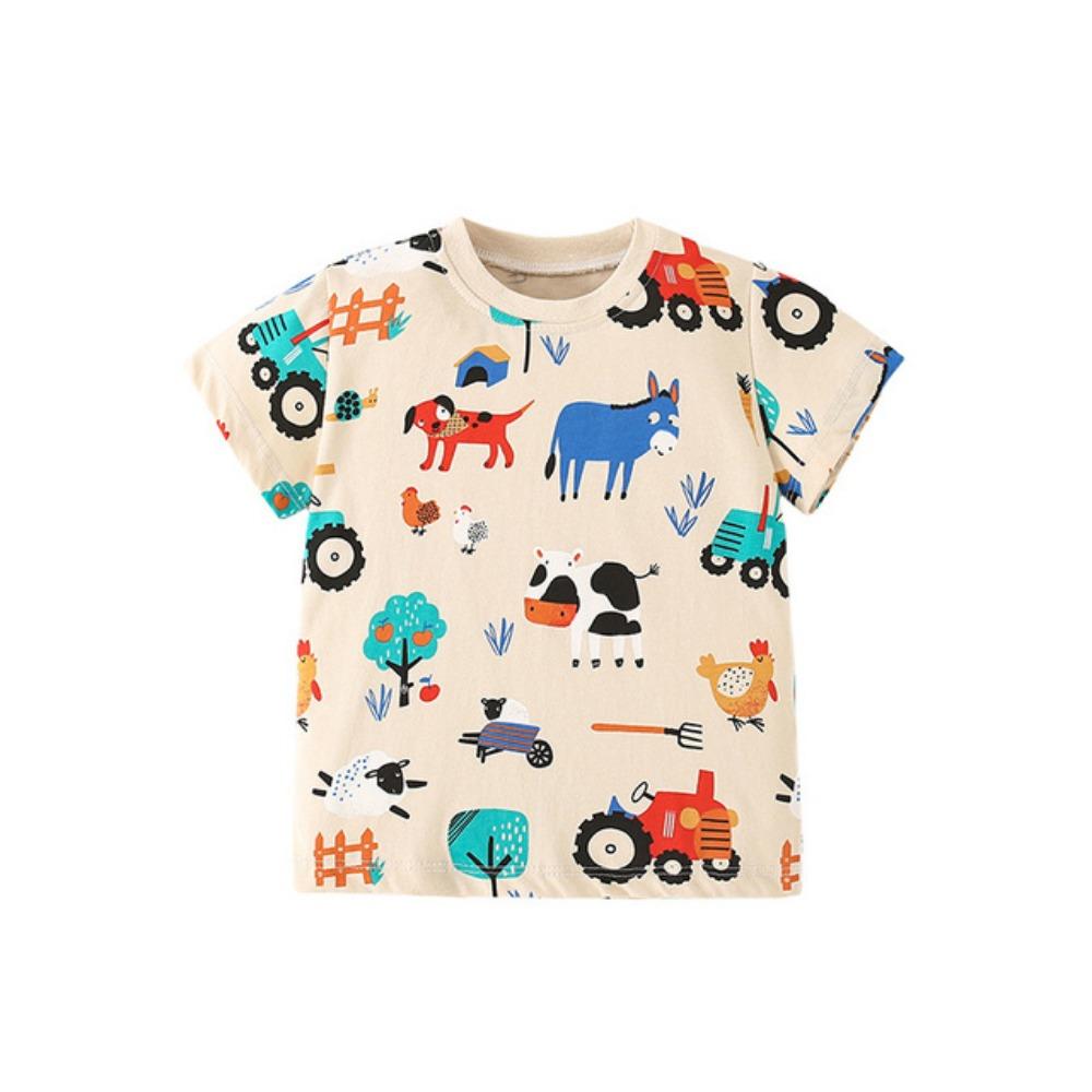 Jumping Meters 2-7T Neuankömmling Autos Stickerei Jungen Mädchen T-Shirts Sommer Kurzarm Kinderkleidung Kinder Tees Tops 110CM