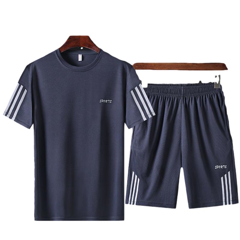 T-Shirt/Anzug Herren Sommer Freizeit Sport Atmungsaktiv Lose Große Größe Zweiteiliger Anzug Herren M