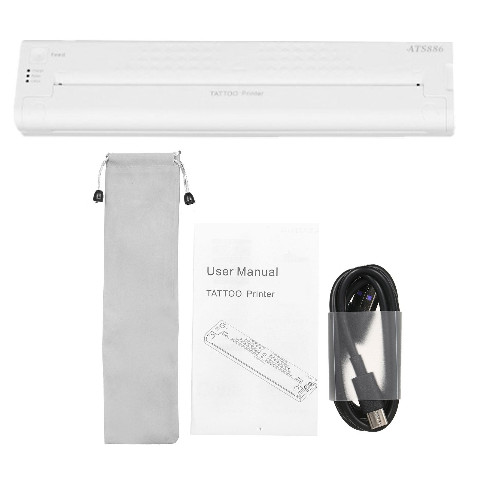 Schnurloser Tattoo-Transfer-Schablonendrucker, tragbarer wiederaufladbarer Tattoo-Drucker, Tattoo-Transfer weiß