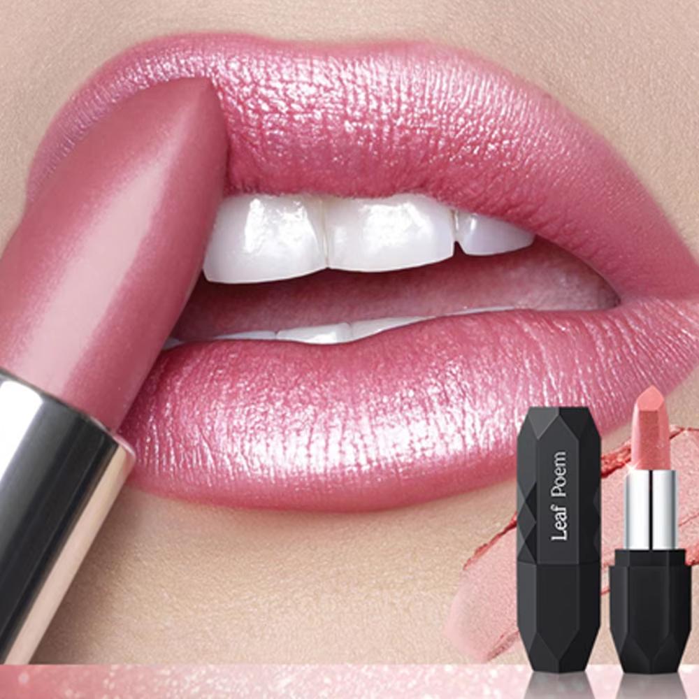 Perlmutt-Lippenstift Langanhaltend Wasserdicht Rosa Rosafarben Metallisch Diamant Lippenstift Kreieren Seidiges Charmantes Volles Kräftiges Lippen-Make-up