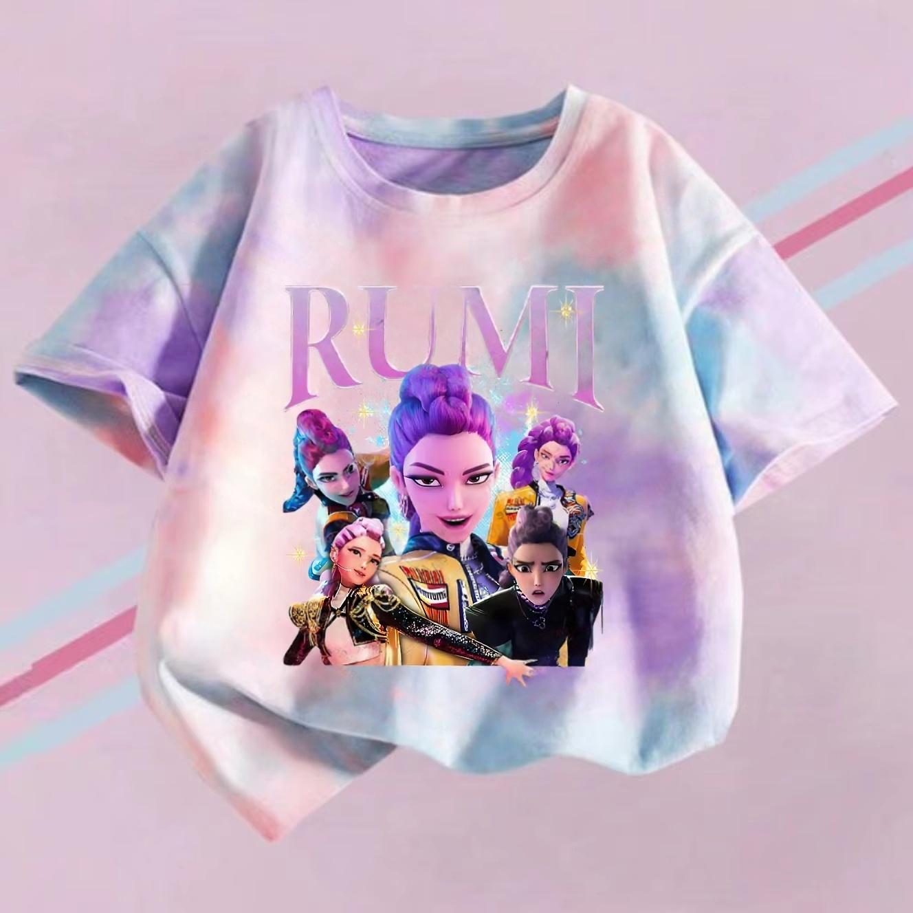 T-Shirt Mädchen Kinder Batikmode Top Mädchen Cartoon-Druck Lässig Bequeme Kleidung Kurzarm T-Shirt 110