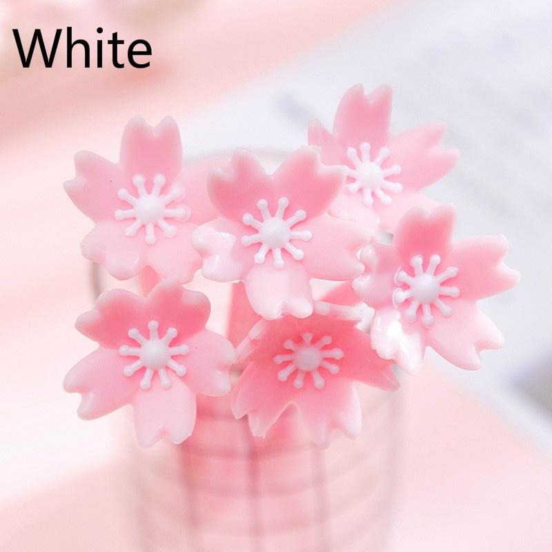 10 Stück Silikon Rosa Kreativ Niedlich Kirschblüten Blume Schreibwaren Büro Schulbedarf Geschenk Simulation Gelstifte LS 10pcs-white