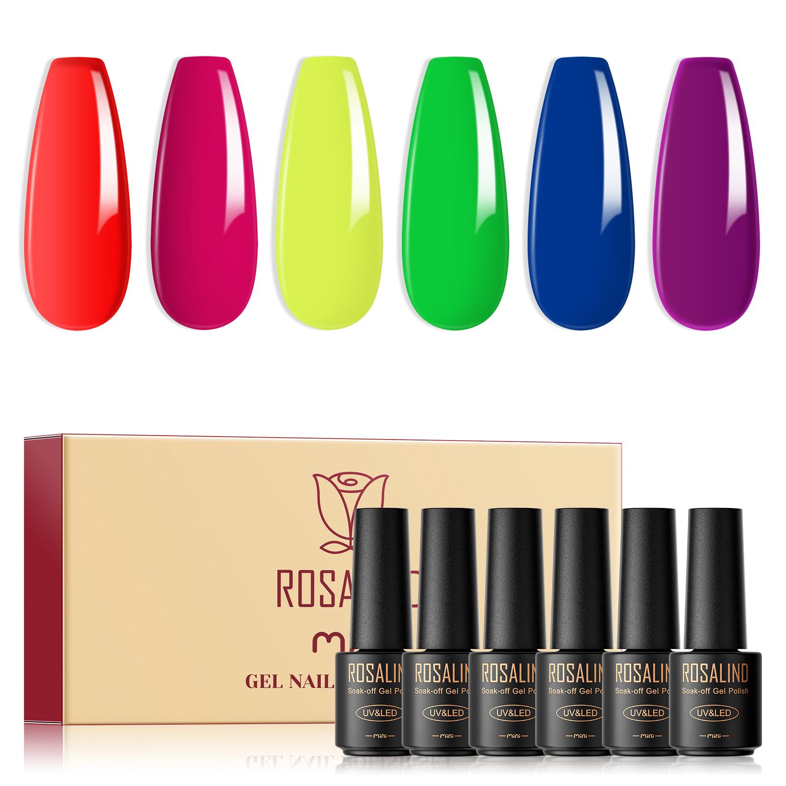 ROSALIND 6 Stück semi-permanenter Nagellack, Gel-Lacke, Nägel, Kunst, Soak-Off-UV-LED-Gel-Nagellack-Set