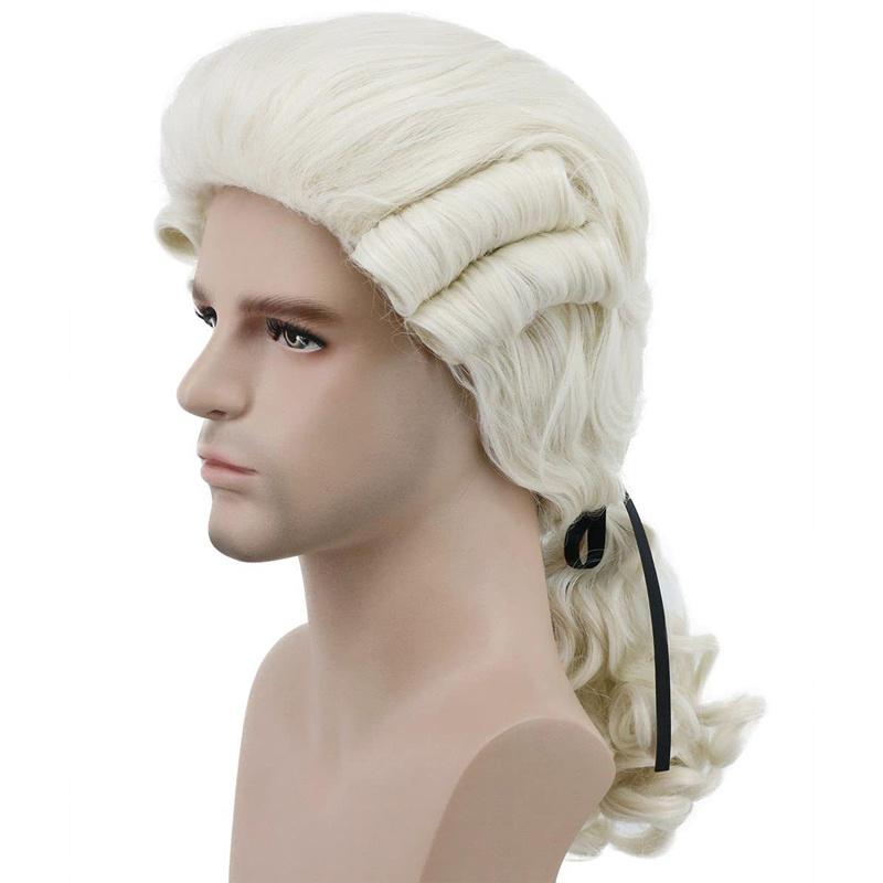 Synthetisches Haar Koloniale Cosplay Perücke für Anwalt Blonde Perücken Lang Lockig Wellig Perücken für Unisex Erwachsene Washington Kostüm