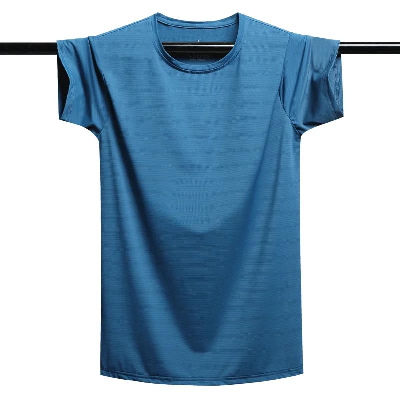 Übergroßen 8XL 9XL Eis Seide Mesh T-shirt Für Männer Sommer Atmungsaktive Kurzarm Tops männer Schnell Trocknend T-shirt Trainer laufen T-shirt XXXXXL blau
