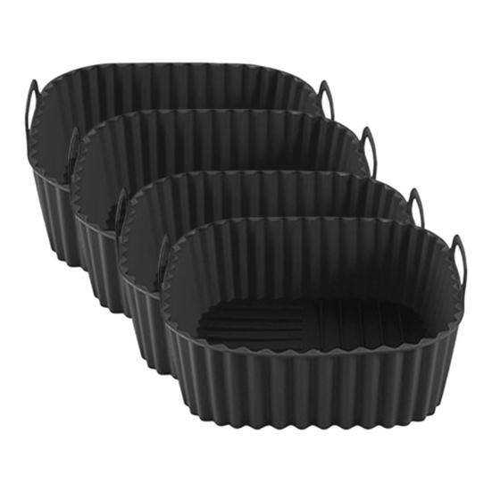 Silikon-Luftfritteusenkorb-Tablett, wiederverwendbare Silikoneinlagen für die Luftfritteuse, BPA-frei 17cm 4pcs schwarz