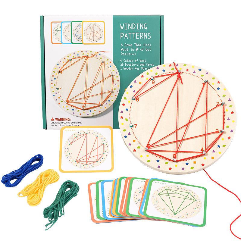 Nagelbrett für Kinder, Schnüren, Einfädeln, Montessori-Spielzeug, Feinmotorik, Geometrie- und Form-Matching-Brettspiele, Denk- und Lernspielzeug