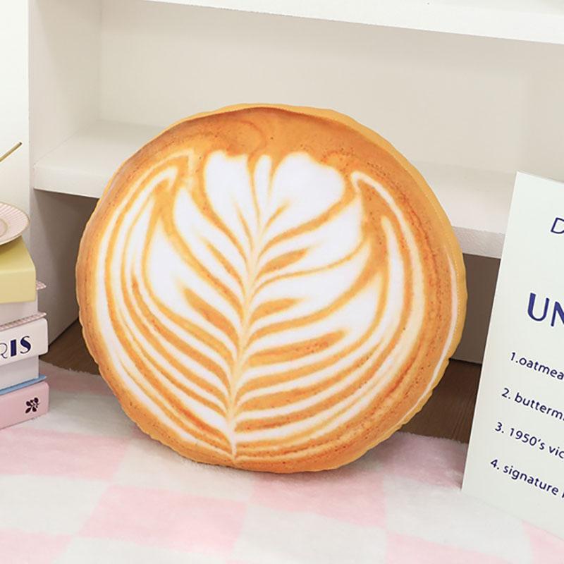 36x36cm Latte Kaffee Runder Plüschkissen Gefüllt Weiches Getränk Lebensmittel Bilder Sitzkissen für Sofa Stuhl Innen Dekoration Geschenk