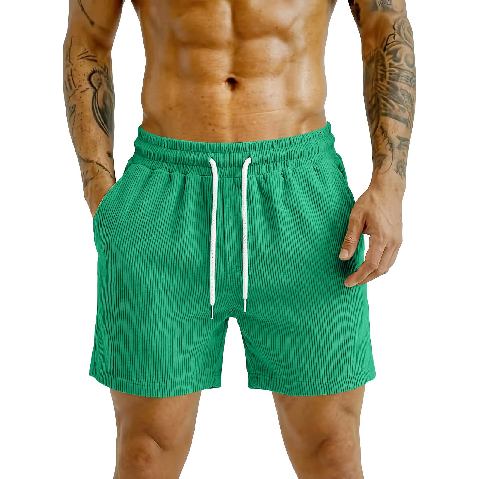 Herren Shorts Cord Cord Cordhose Elastischer Bund Herren Sporthosen Fitnessstudio Shorts Herren Lässiger Stil Leichte Sporthosen für Herren M grün