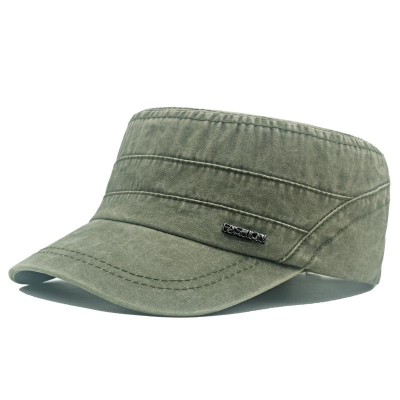 Männer Flat Top Cotton Military Caps Outdoor Sonnenschutz Hut Trucker Cap Captain Cap armee grüne