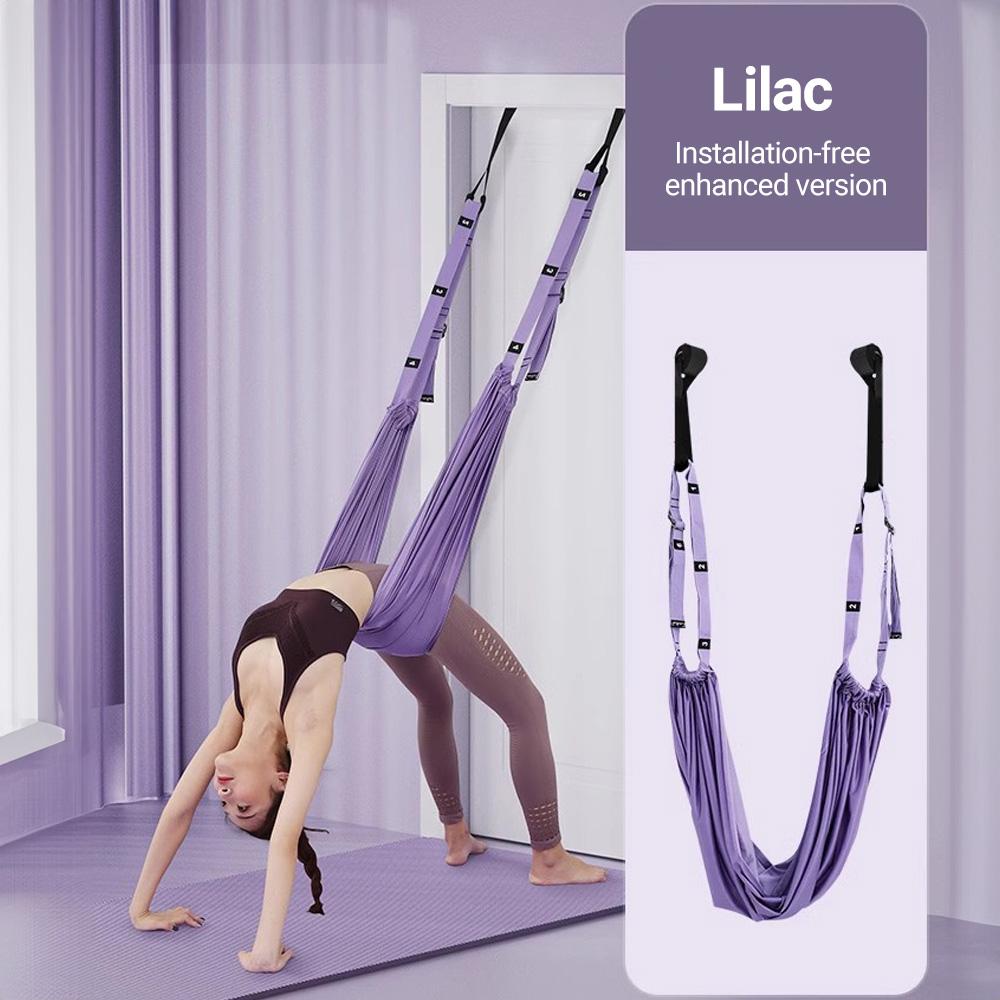 Aerial Yoga Gurt Zugseil Frau Hängematte Stretch Bein Spagat Trainer Weibliche Gym Gürtel Aerial Hängematte Schaukel Stretching Inversion violett