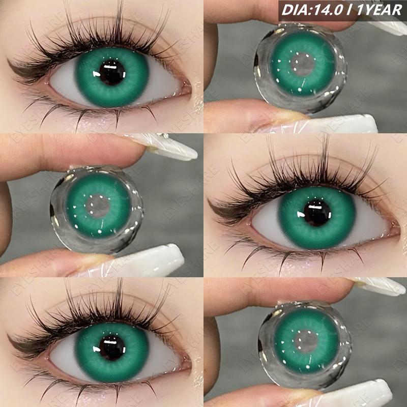 Eyeshare Farbige Kontaktlinsen in verschiedenen Stilen, süße und niedliche rosa Kontaktlinsen, sanfte und elegante blaue und graue Linsen, 2 Stück/Paar pro Jahr 0