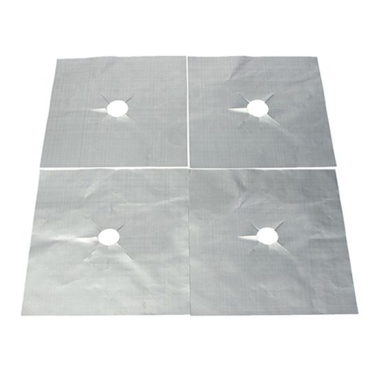 4 Stücke Abnehmbare Einfach Sauber Platz Folie Gasherd Protector Liner Herd Schutz Matte silber